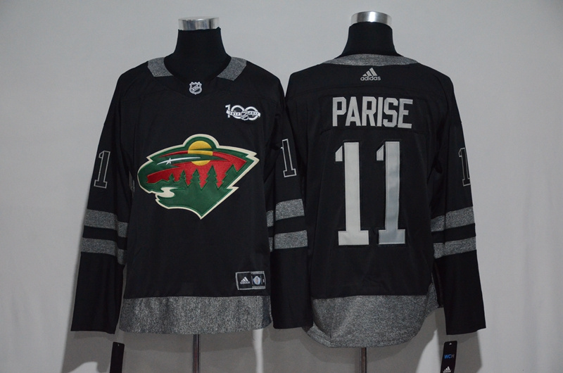 NHL Minnesota Wild #11 Parise Black 1917-2017 100th Anniversary Stitched Jersey->montreal canadiens->NHL Jersey